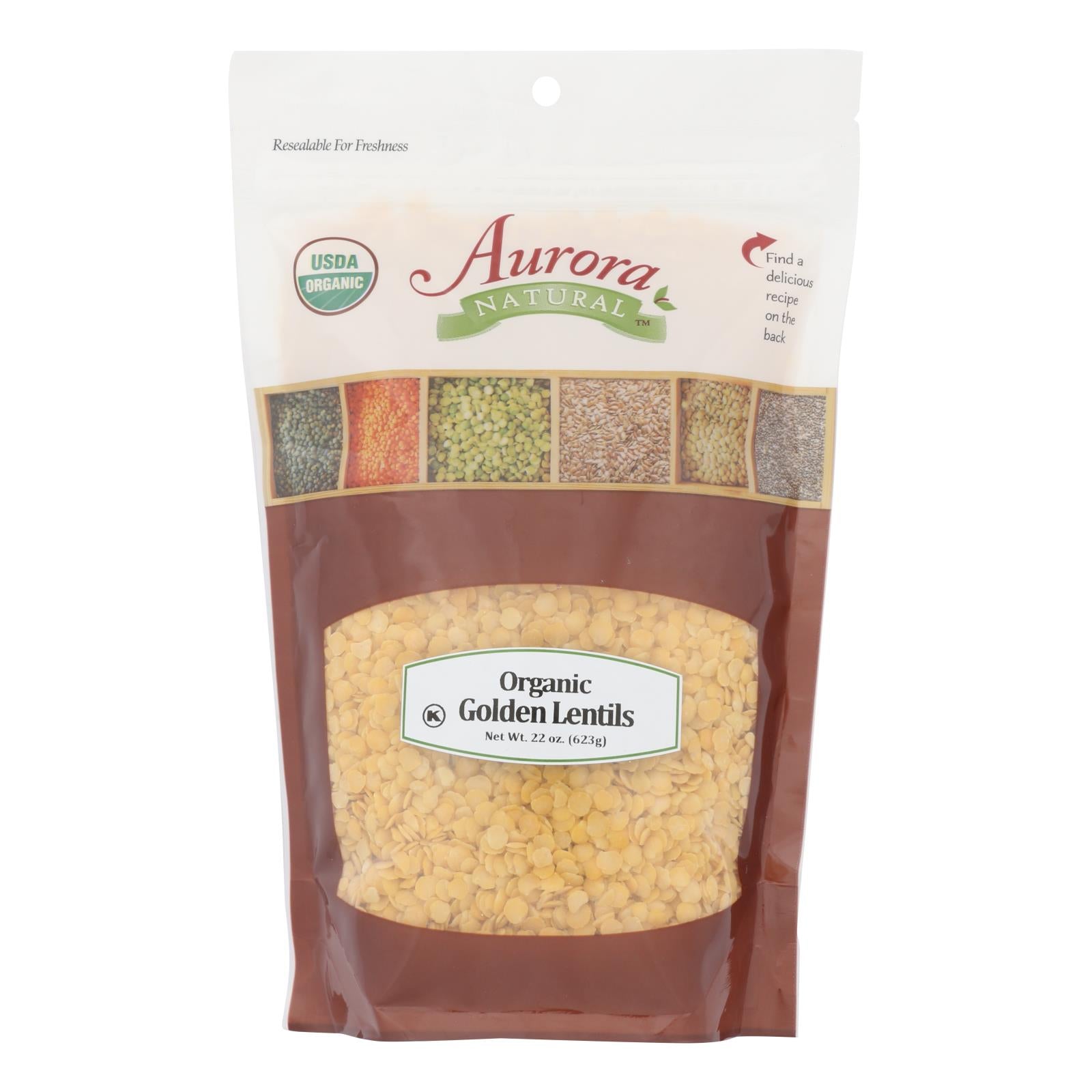 Aurora Natural Products, Aurora Natural Products - Organic Golden Lentils - Case of 10 - 22 oz. (Pack of 10)