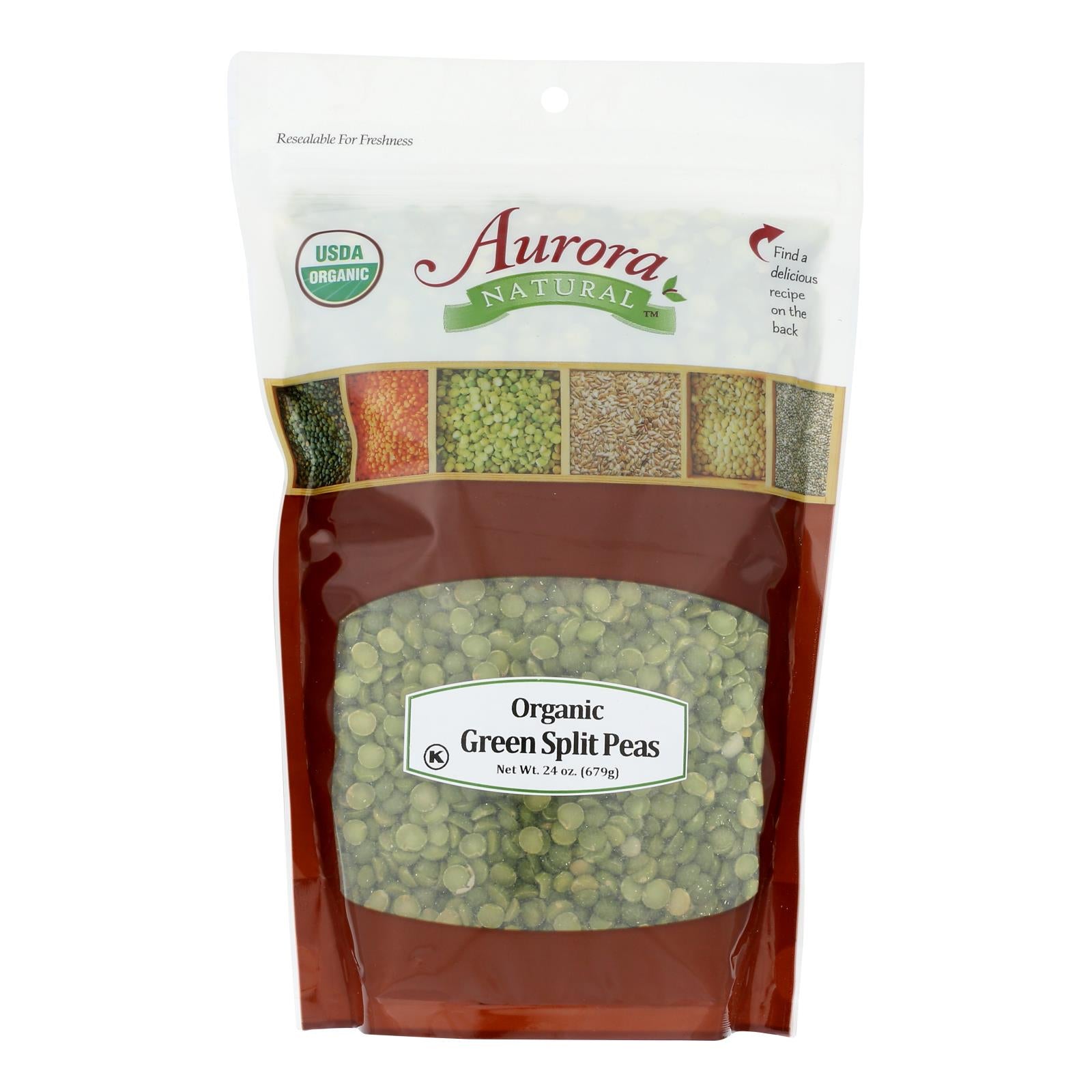 Aurora Natural Products, Aurora Natural Products - Organic Peas - Green Split - Case of 10 - 24 oz. (Pack of 10)