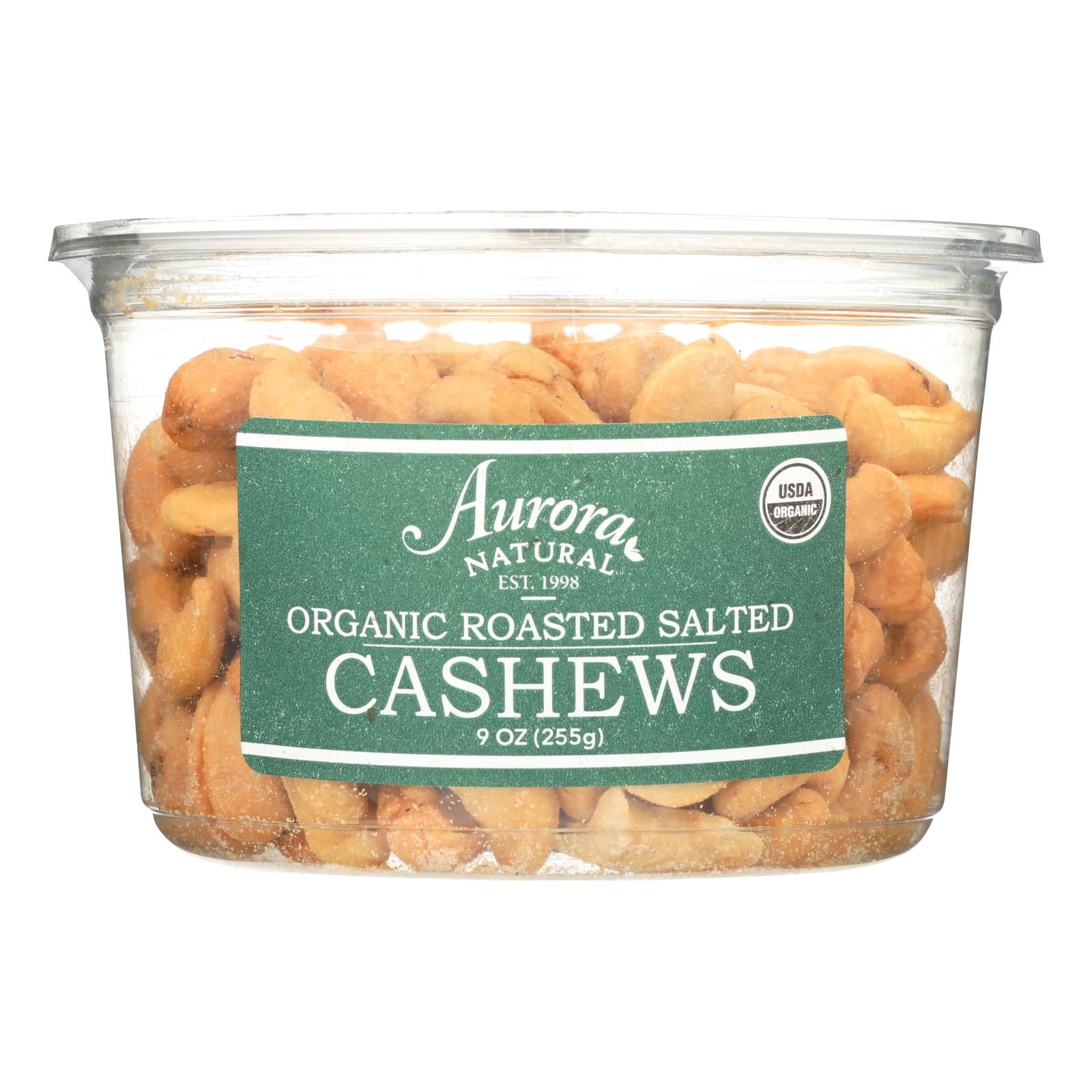 Aurora Natural Products, Aurora Natural Products - Organic Roasted Salted Cashews - Case of 12 - 9 oz. (Pack of 12)