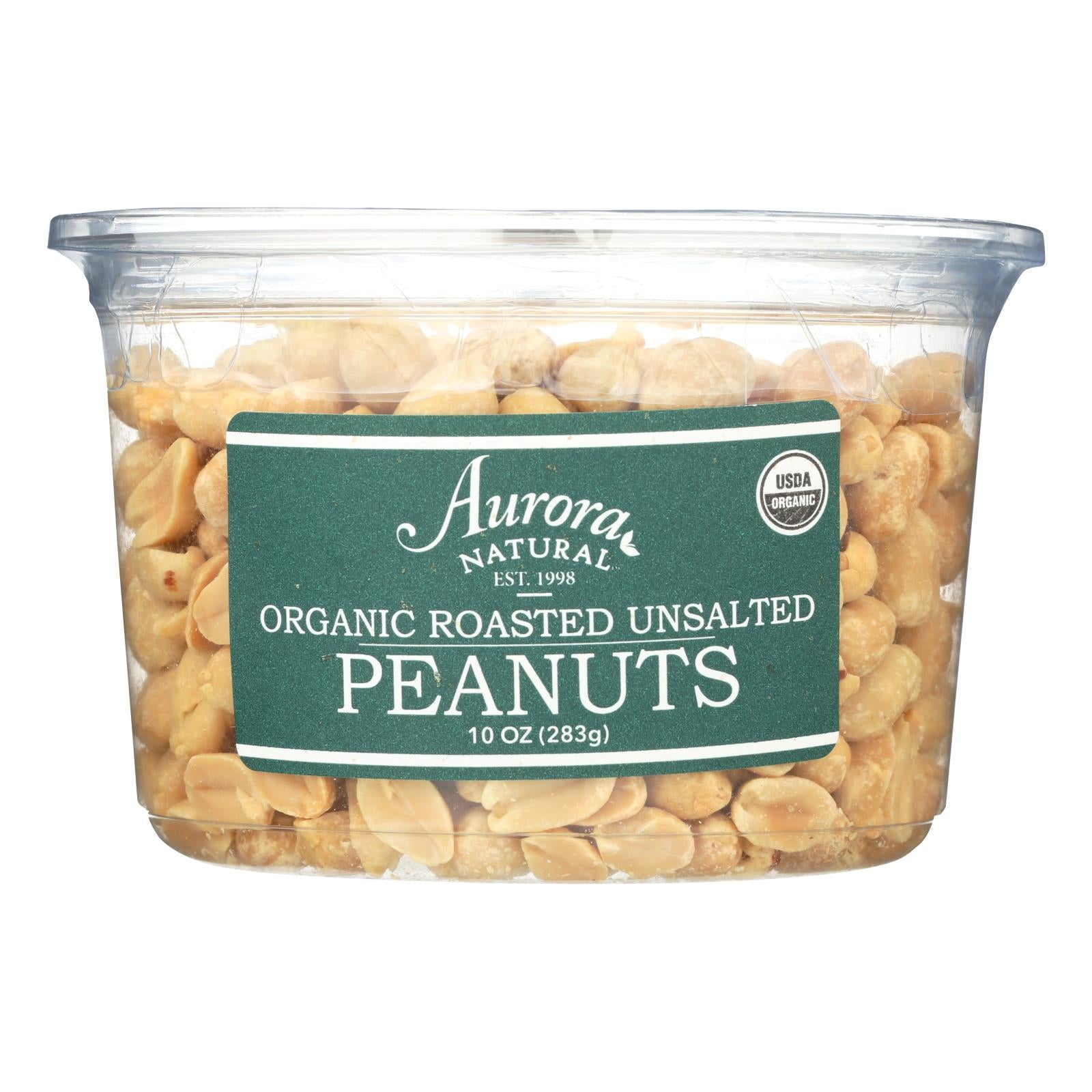 Aurora Natural Products, Aurora Natural Products - Organic Roasted Unsalted Peanuts - Case of 12 - 10 oz. (Pack of 12)