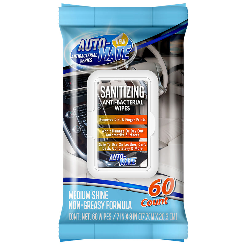 BEST ACCESSORY GROUP LLC, Auto-Mate Sanitizing Anti-Bacterial Auto Wipes 8 in. L x 7 in. W (Pack of 24)