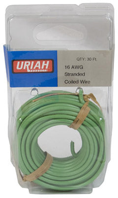 Uriah Products, Automotive Wire, Insulation, Green, 16 AWG, 30-Ft.