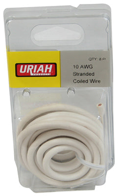 Uriah Products, Automotive Wire, Insulation, White, 10 AWG, 8-Ft.