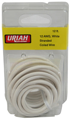 Uriah Products, Automotive Wire, Insulation, White, 12 AWG, 12-Ft.