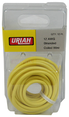 Uriah Products, Automotive Wire, Insulation, Yellow, 12 AWG, 12-Ft.