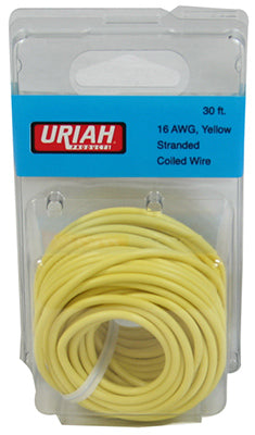 Uriah Products, Automotive Wire, Insulation, Yellow, 16 AWG, 30-Ft.