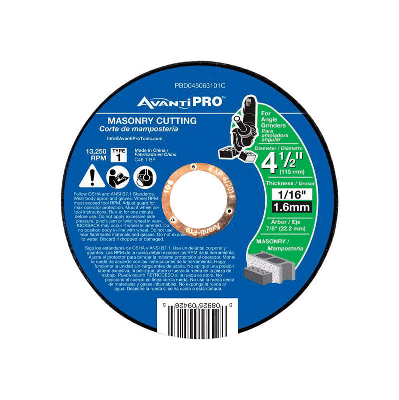 FREUD AMERICA INC, Avanti Pro 4-1/2 in. D X 7/8 in. Aluminum Oxide Masonry Cut-Off Disc