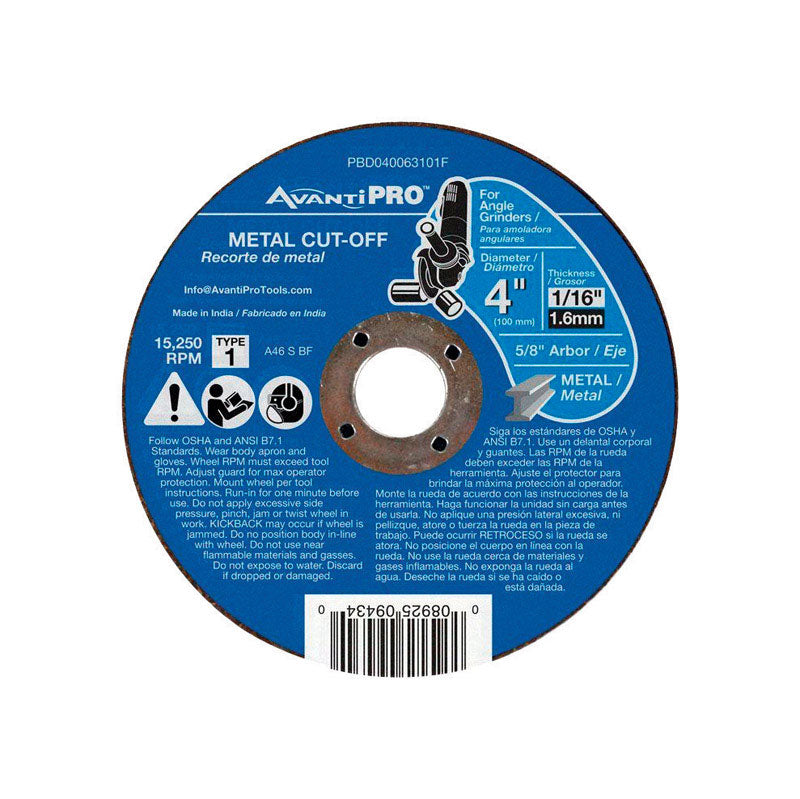 FREUD AMERICA INC, Avanti Pro 4 in. D X 5/8 in. Aluminum Oxide Metal Cut-Off Disc