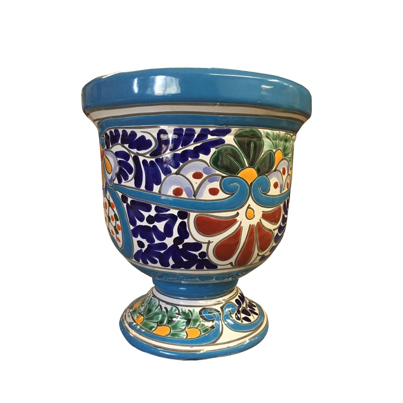 AVERA HOME GOODS LLC, Avera 7 in. H Ceramic Talavera Pedestal Planter Multicolored