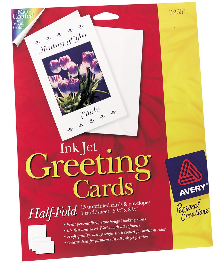 Avery, Avery 03265 5-1/2" X 8-1/2" Ink Jet Blank Greeting Cards 20 Count