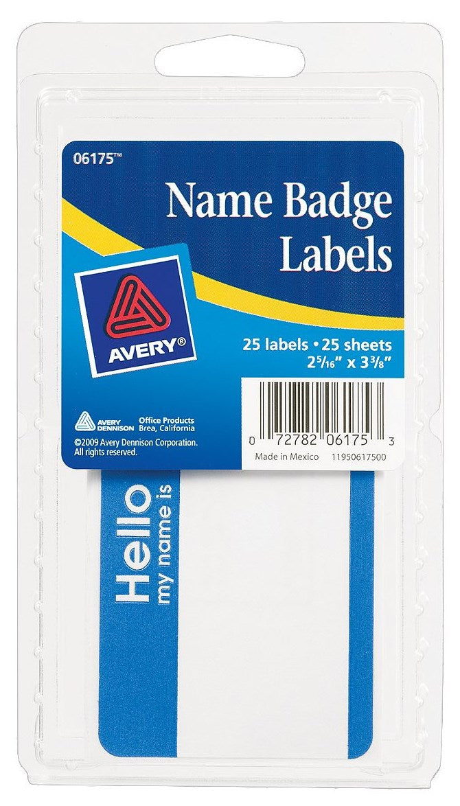 Avery, Avery 06175 4" X 6" Name Badge Labels 25 Count (Pack of 6)