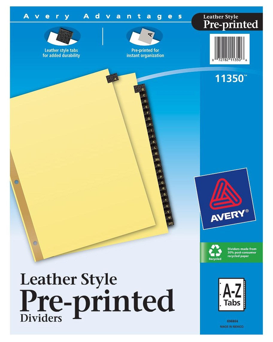 Avery, Avery 11350 Black Leather A-Z Index Tab Dividers