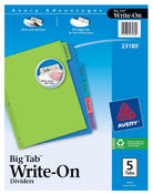 Avery, Avery 23180 Bigtab Write-On Dividers Assorted Colors  5 Count