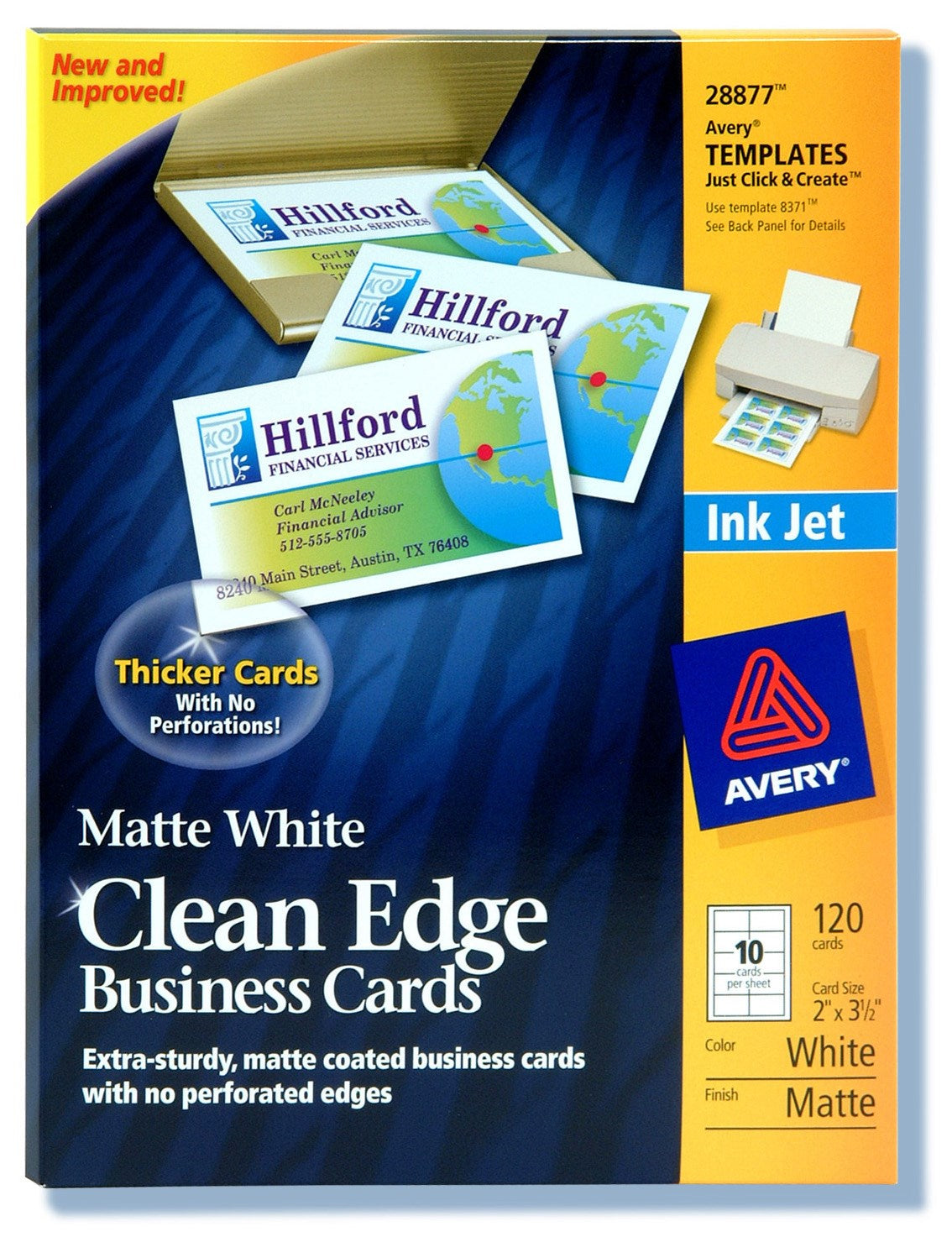 Avery, Avery 28877 White Ink Jet Printer Business Cards 120 Count (Pack of 5)