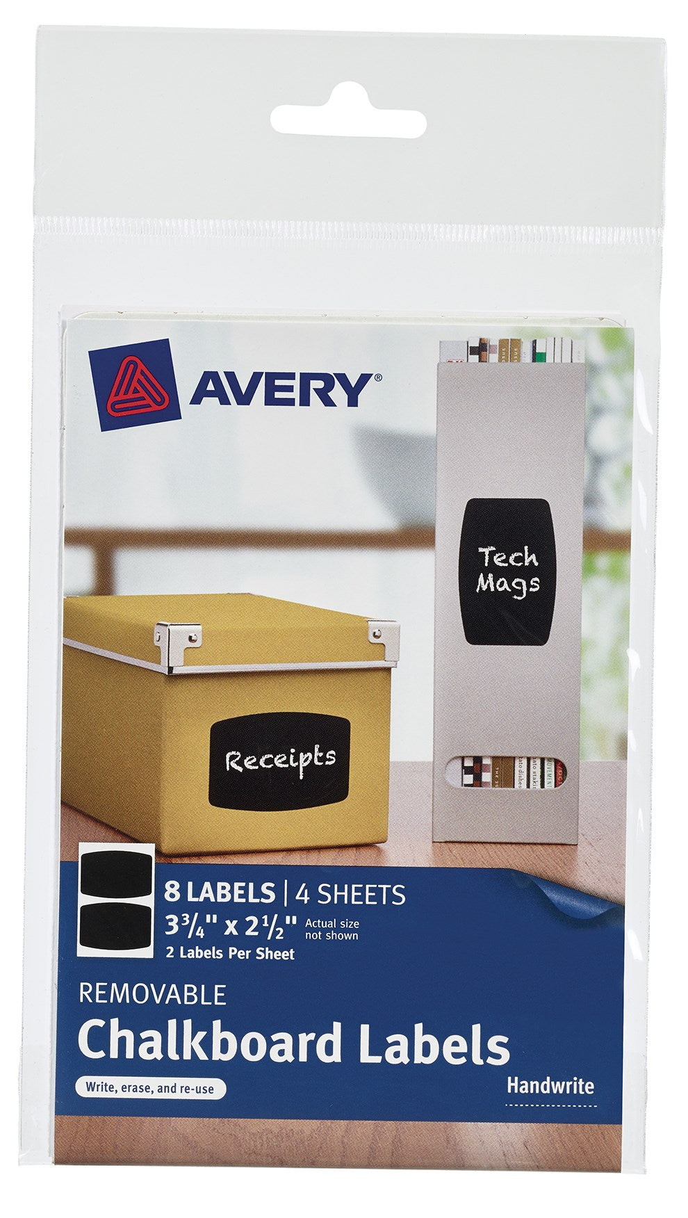 Avery, Avery 73301 2-1/2" X 3-3/4" Black Removable Chalkboard Labels