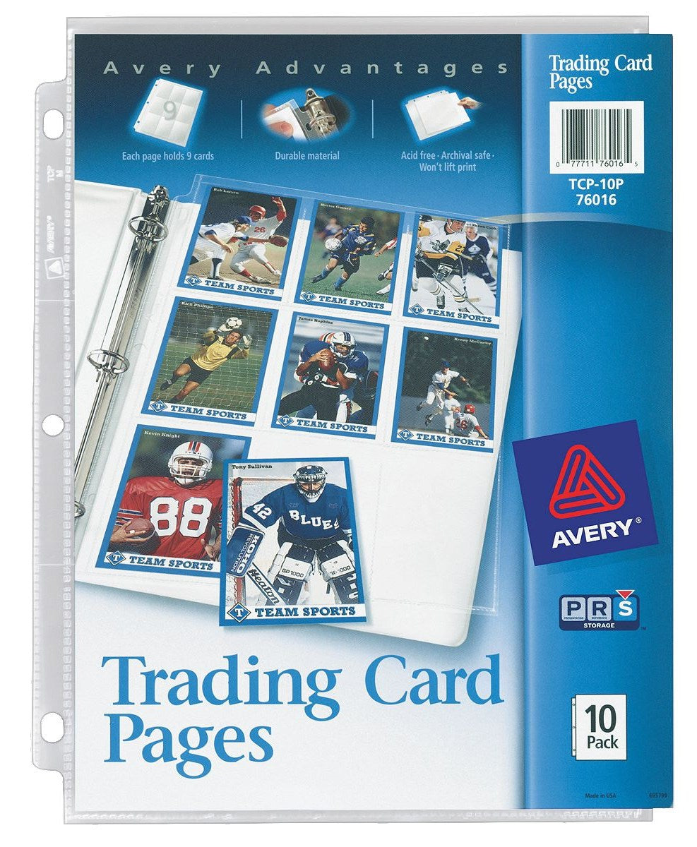 Avery, Avery 76016 Acid Free Trading Card Pages 10 Count