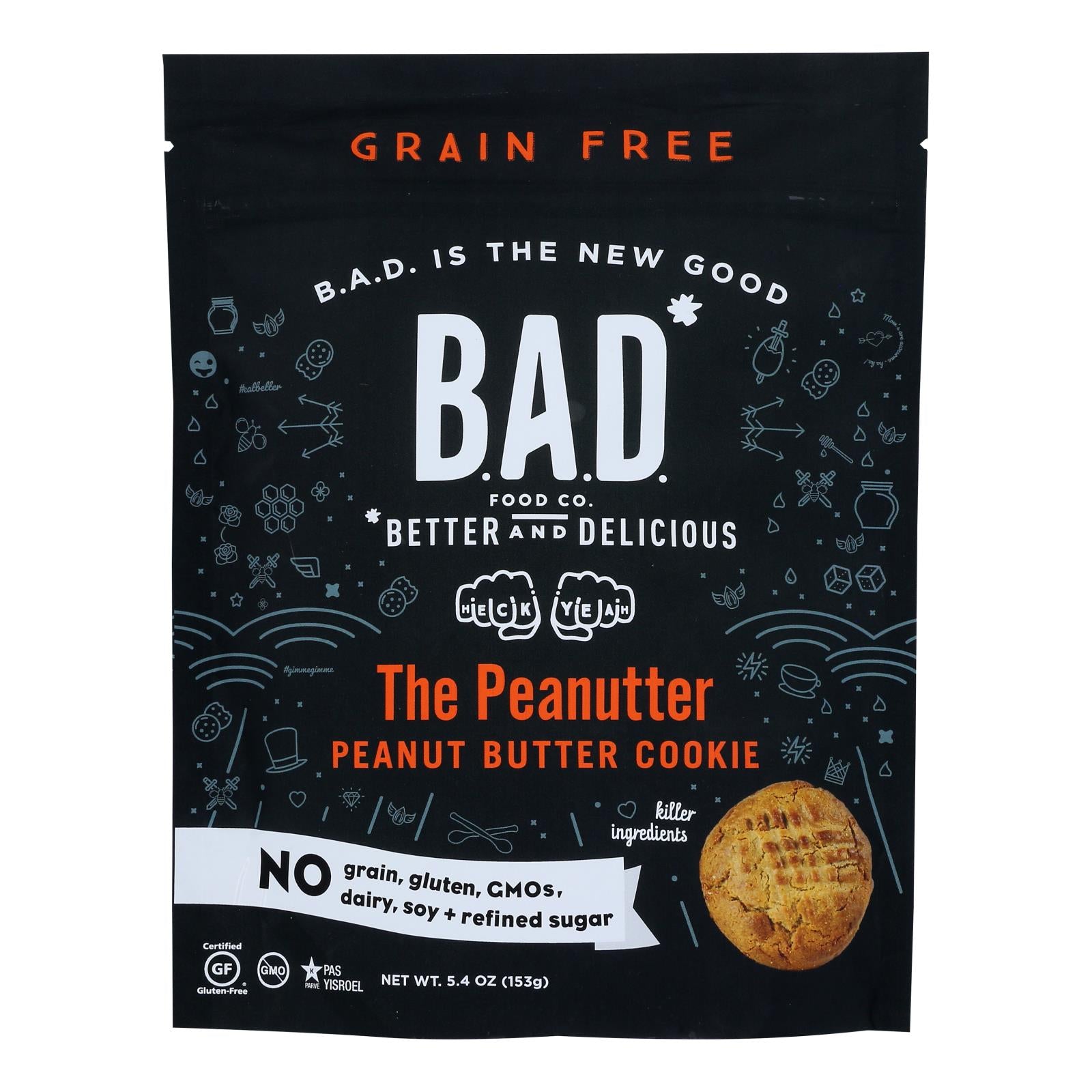 B.A.D. FOOD CO., B.a.d. Food Co. - Cookies Peanut Butter - Case of 6-5.4 OZ (Pack of 6)