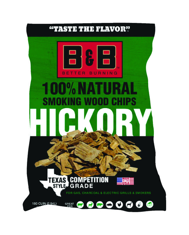 DURAFLAME INC, B&B Charcoal All Natural Hickory Wood Smoking Chips 180 cu in