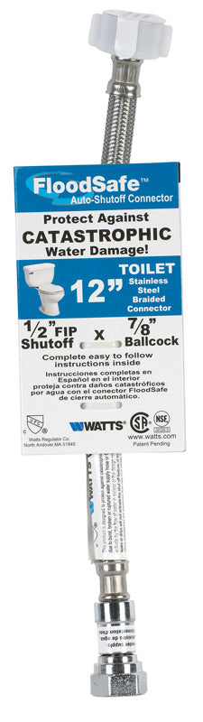 BK Products, BK Products  Sure Dry  1/2 in. Ballcock   x 7/8 in. Dia. Ballcock  12 in. PVC  Toilet Supply Line