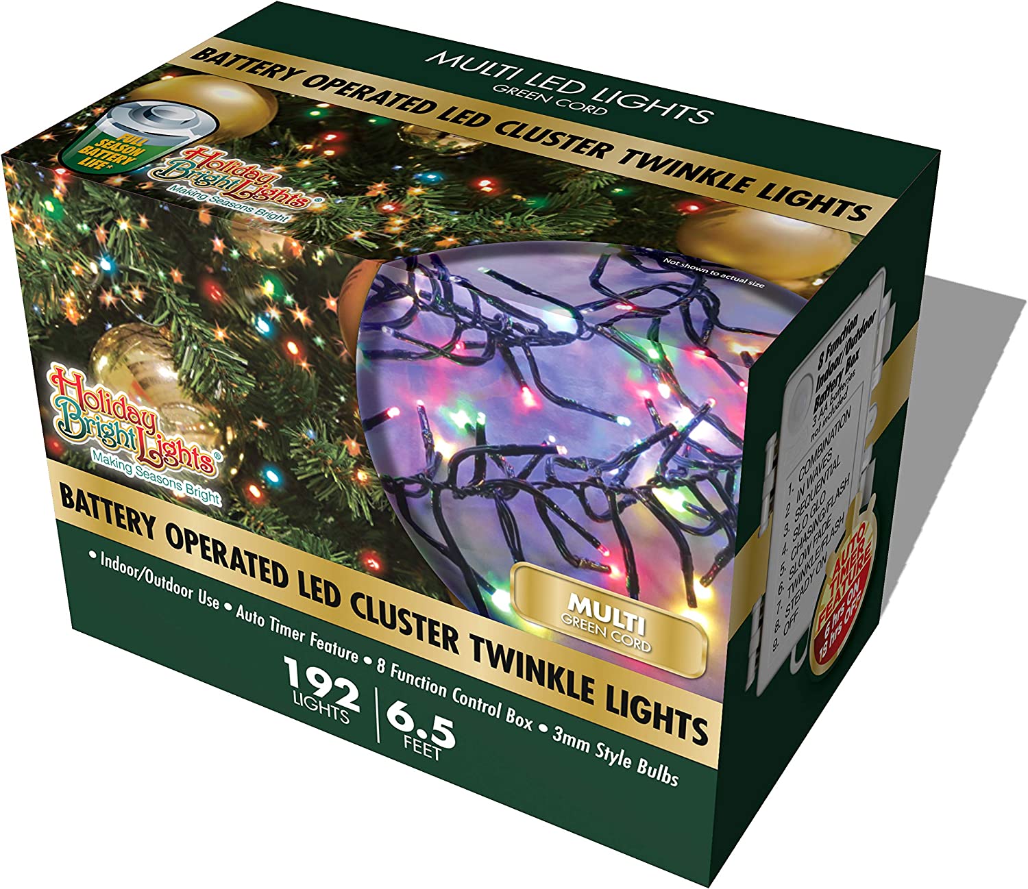 Holiday Bright Lights, B/O 192l Twinkling Cluster Rice Light - Gr/Multi