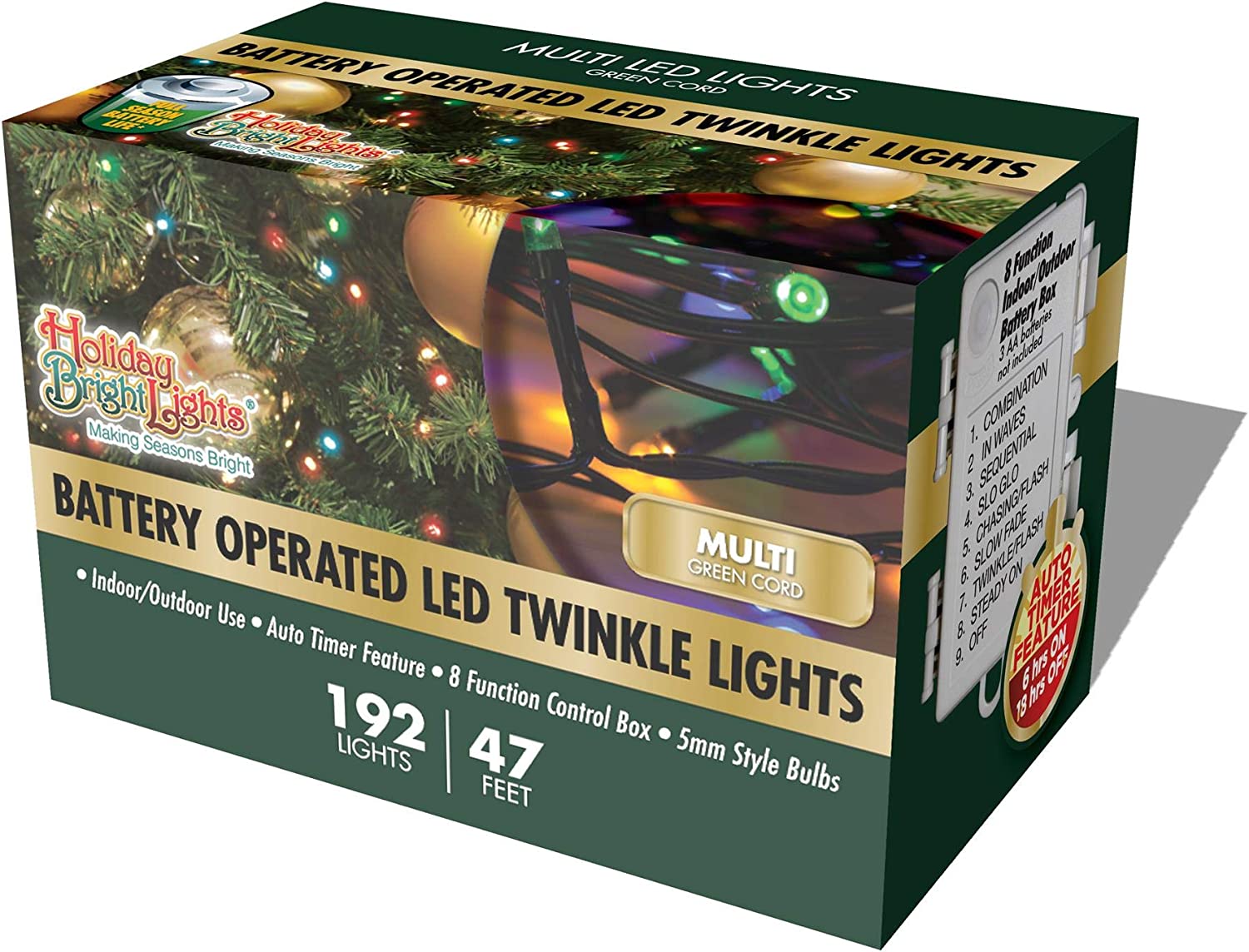 Holiday Bright Lights, B/O 192l Twinkling Rice Light - Gr/Multi