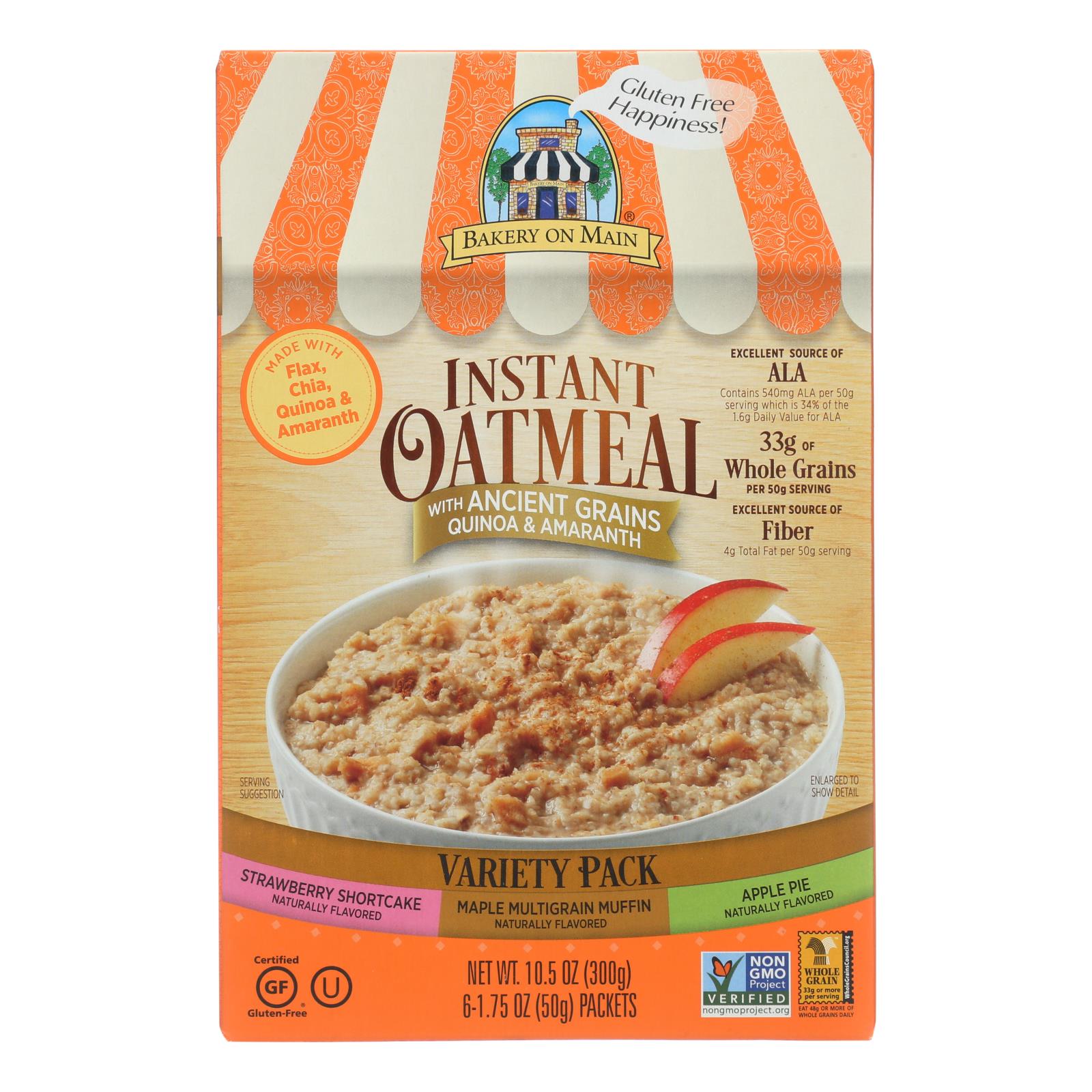 Bakery On Main, Bakery On Main Instant Oatmeal - Case of 6 - 10.5 oz. (Pack of 6)