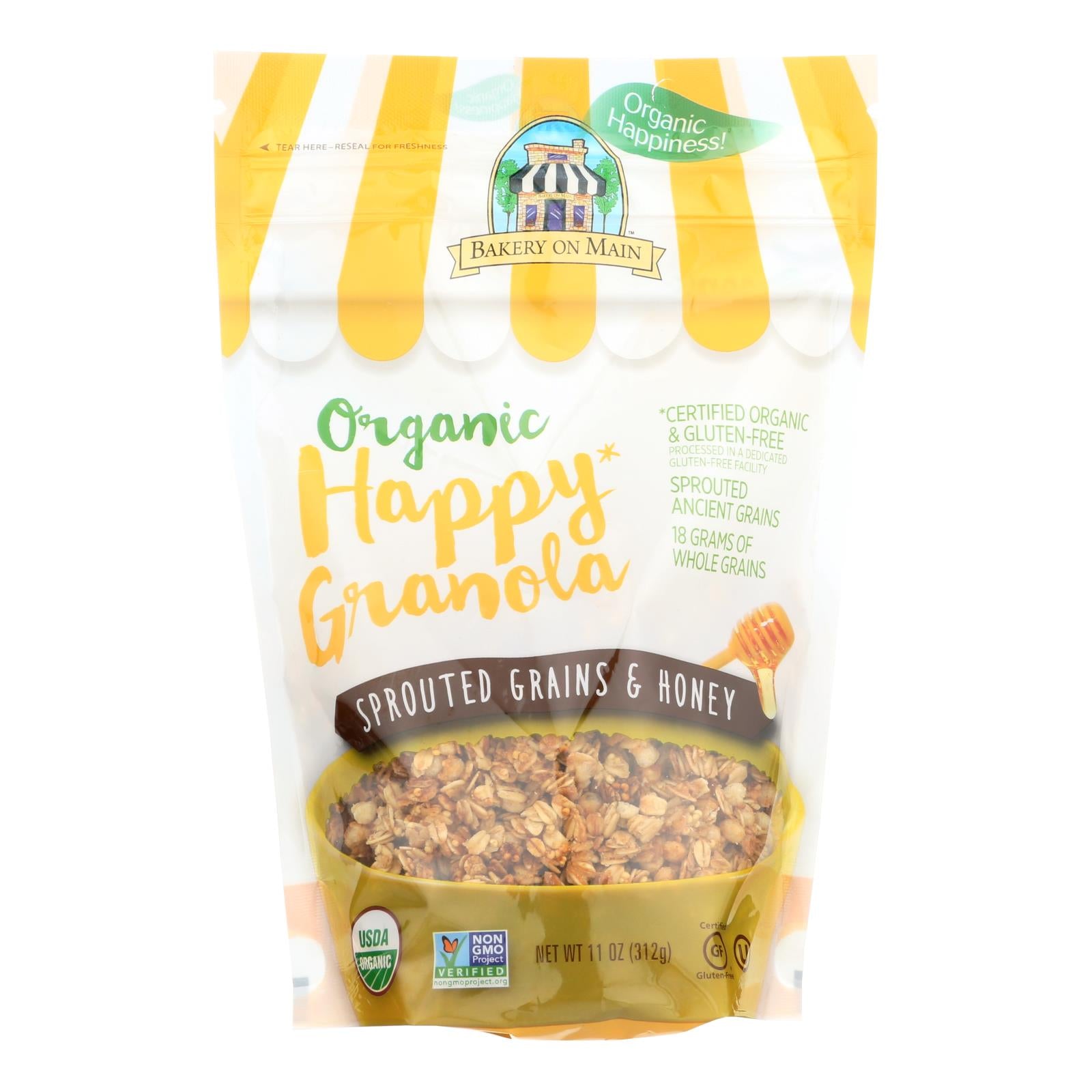 Bakery On Main, Bakery On Main Organic Happy Granola - Sprouted Grains & Honey - Case of 6 - 11 oz (Pack of 6)