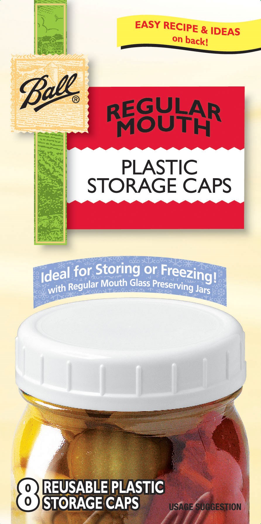 Ball, Ball 36010 Regular Mouth Plastic Storage Caps 8 Count (Pack of 6)