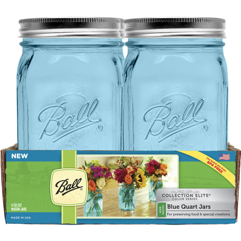 RUBBERMAID INC, Ball  Collection Elite  Wide Mouth  Canning Jar  1 qt. 4 pk