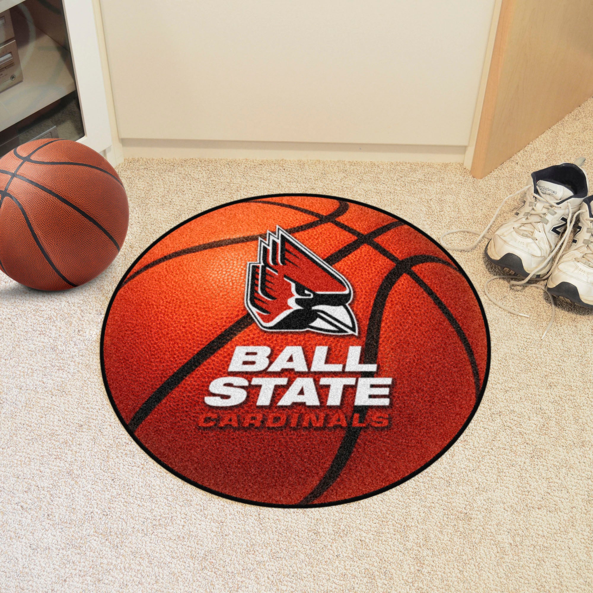 FANMATS, Ball State University Basketball Rug - 27in. Diameter