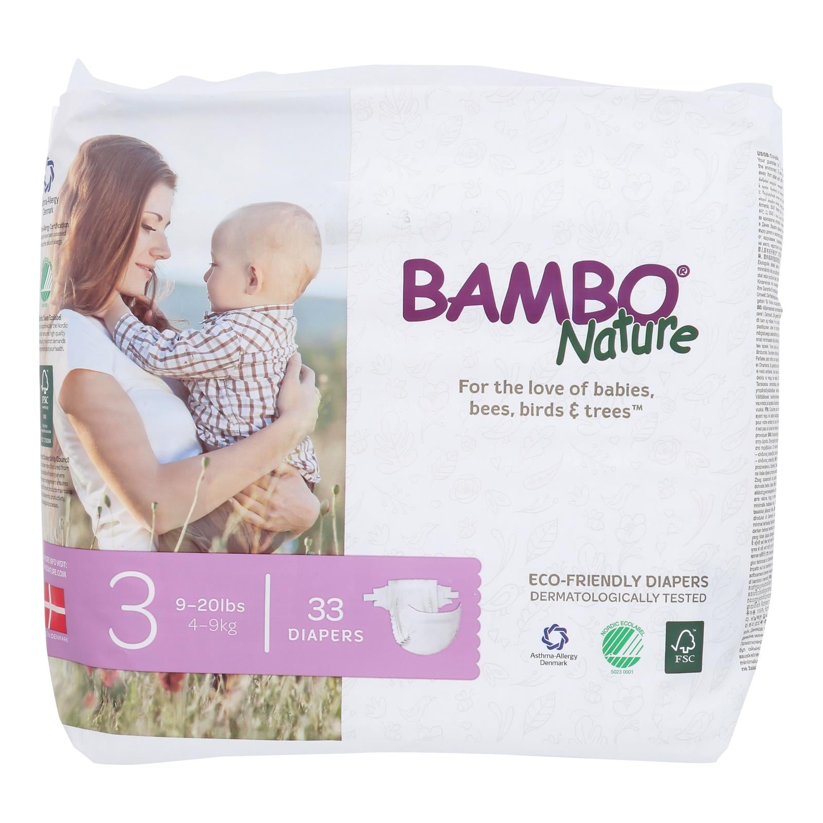 Bambo Nature, Bambo Nature - Diapers Size 3 9-20 Lbs - Case of 6 - 33 CT (Pack of 6)