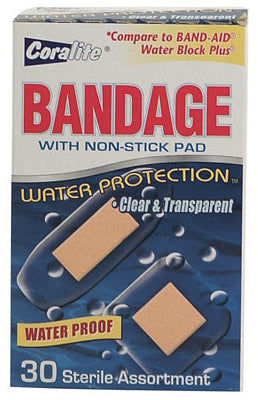 Great Lakes Wholesale, Bandage Assortment, Clear, Waterproof, 30-Ct.