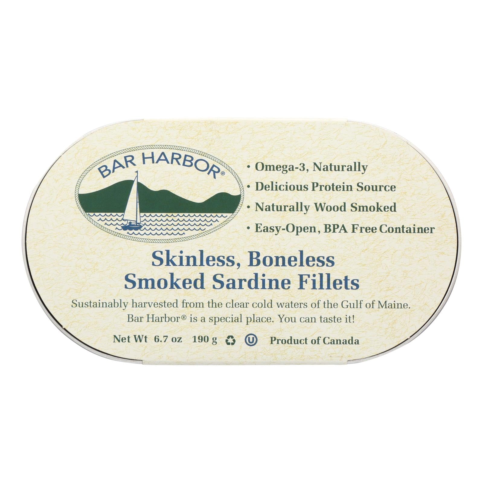 Bar Harbor, Bar Harbor - Smoked Sardine Fillets - Case of 12 - 6.7 oz. (Pack of 12)