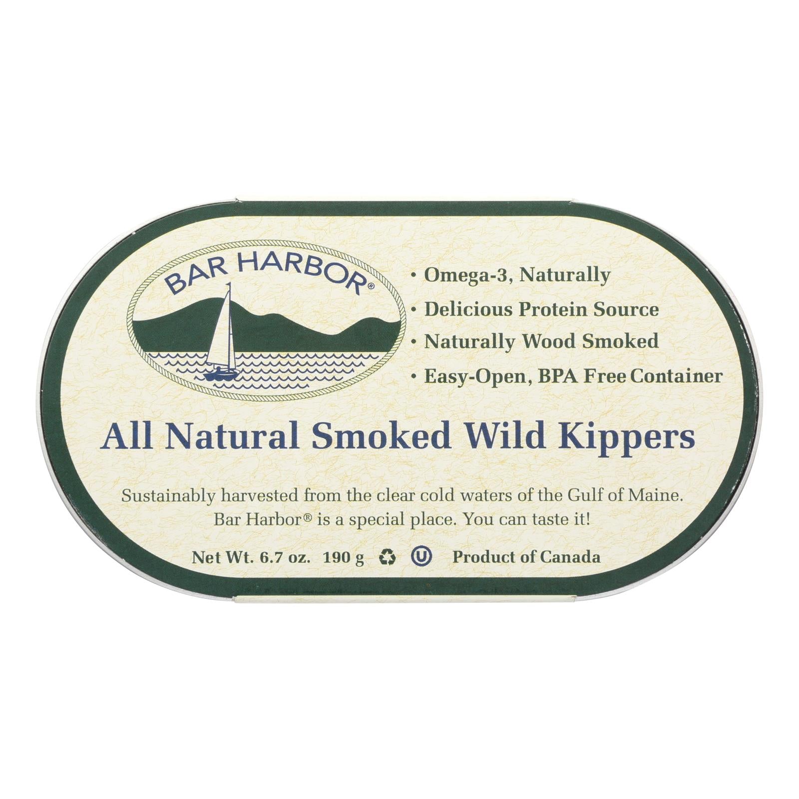 Bar Harbor, Bar Harbor - Smoked Wild Kippers - Case of 12 - 6.7 oz. (Pack of 12)