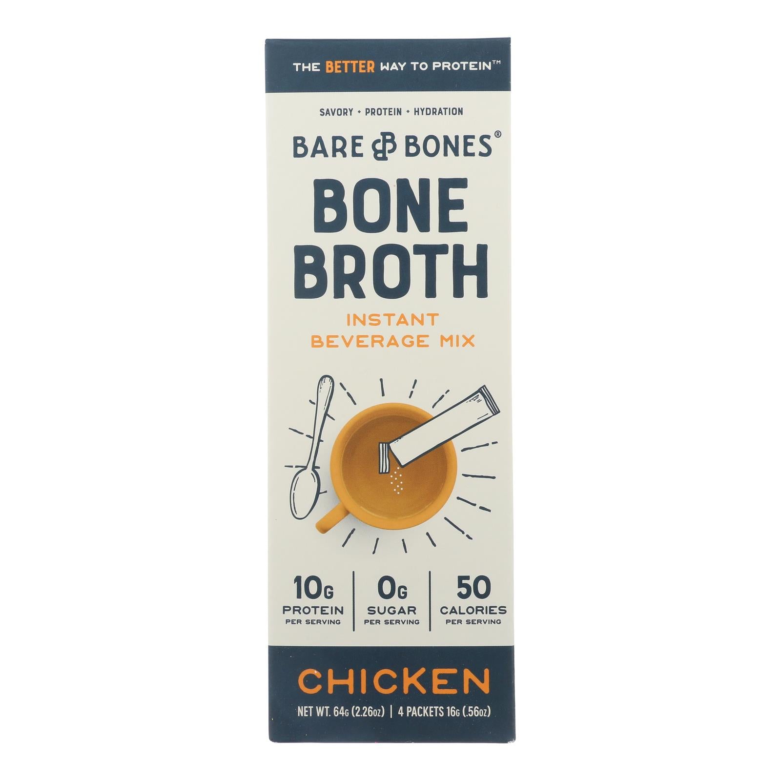 BARE BONES, Bare Bones Broth - Bone Broth Chicken Instant - Case of 8-2.26 OZ