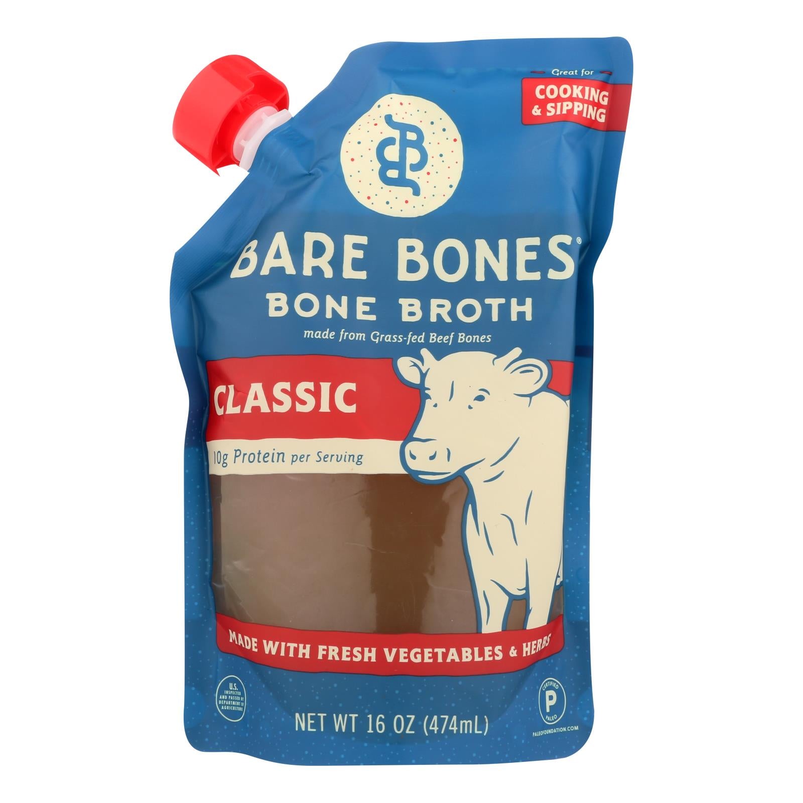 Bare Bones Broth, Bare Bones Classic Bone Broth  - Case of 6 - 16 FZ (Pack of 6)