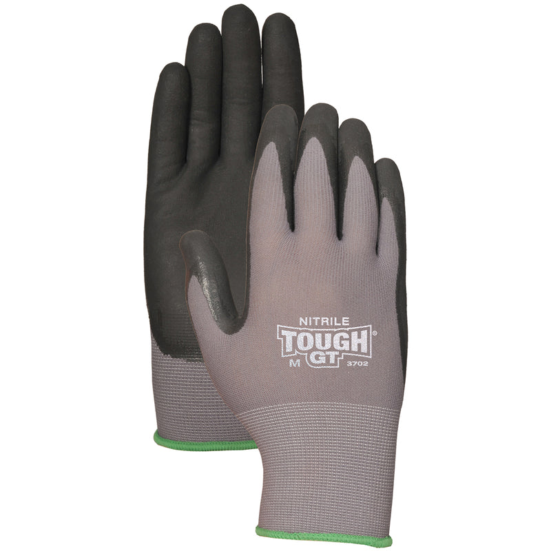 SAFETY SUPPLY CORPORATION, Bellingham Nitrile TOUGH GT Palm-dipped Work Gloves Black/Gray XL 1 pair