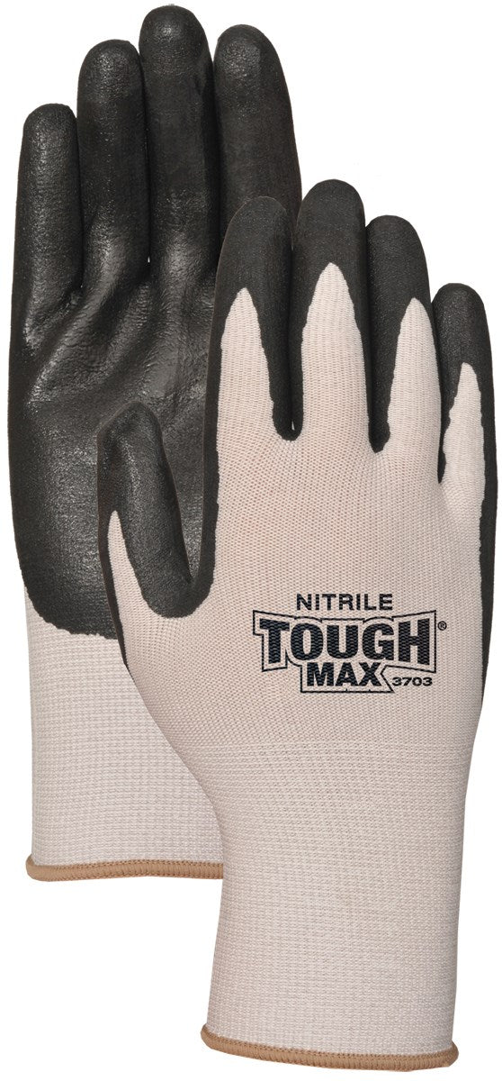 SAFETY SUPPLY CORPORATION, Bellingham Palm-dipped Work Gloves Black/Gray L 1 pair
