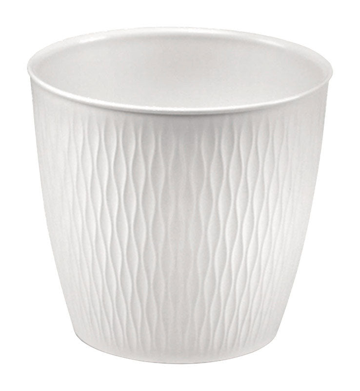 MARSHALL POTTERY INC, Deroma 10.6 in. H X 10.6 in. D X 11.82 in. D Resin Ariel Cover Pot White