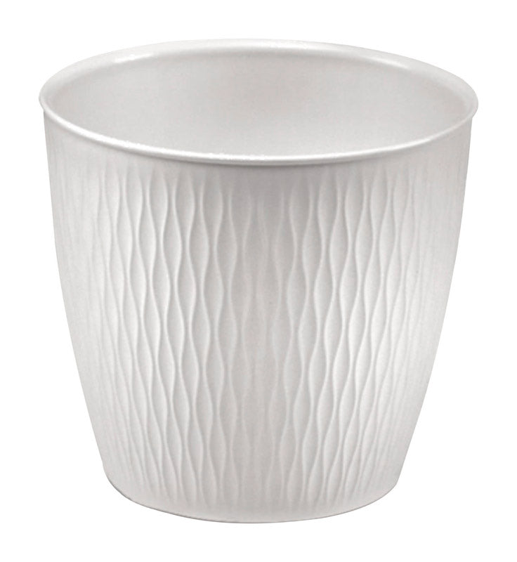 MARSHALL POTTERY INC, Deroma 5.9 in. H X 5.9 in. D X 6.3 in. D Resin Ariel Cover Pot White