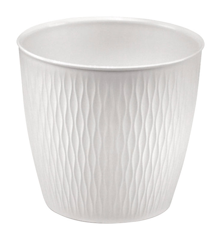 MARSHALL POTTERY INC, Deroma 9.1 in. H X 9.1 in. D X 9.85 in. D Resin Ariel Cover Pot White