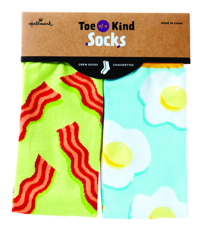 HALLMARK MARKETING COMPANY LLC, Hallmark Bacon and Eggs Crew Socks Polyester 1 pk (Pack of 2)