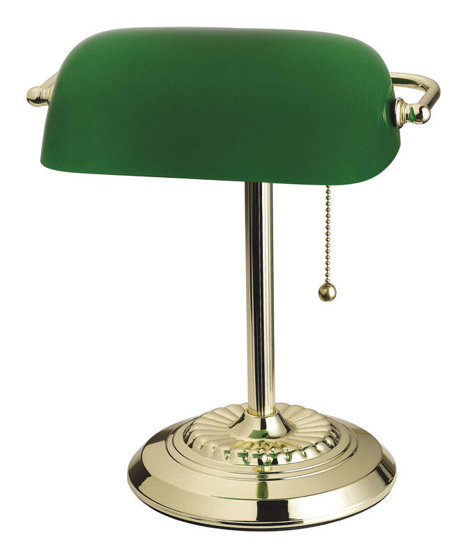 ACE TRADING - EVOLUTION LIGHTING CR, Living Accents 13.5 in. Green Bankers Lamp