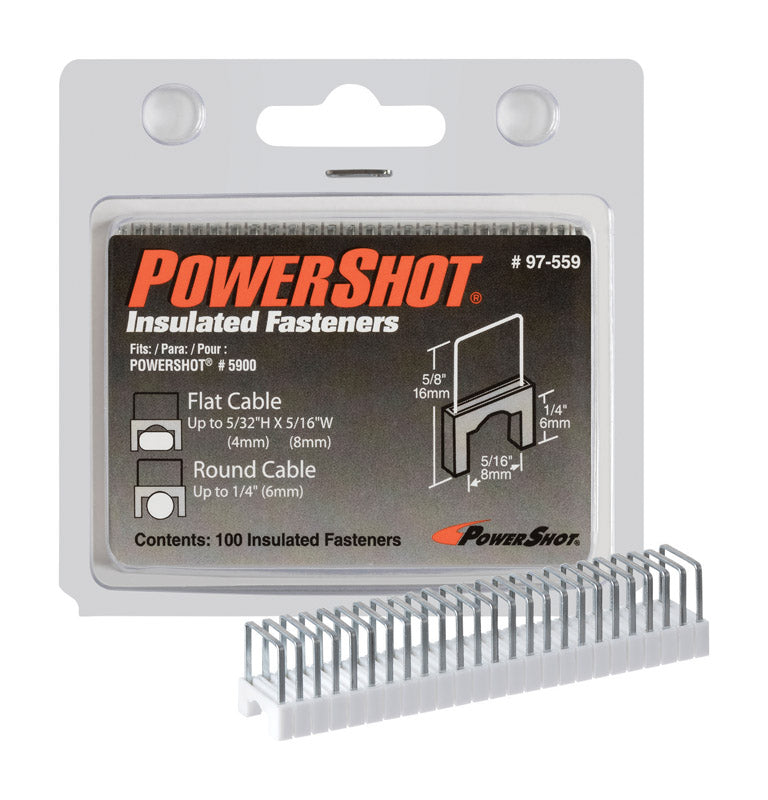 ARROW FASTENER CO LLC, PowerShot 7/16 in.   W X 1/4 in.   L 22 Ga. Wide Crown Insulated Staples 100 pk