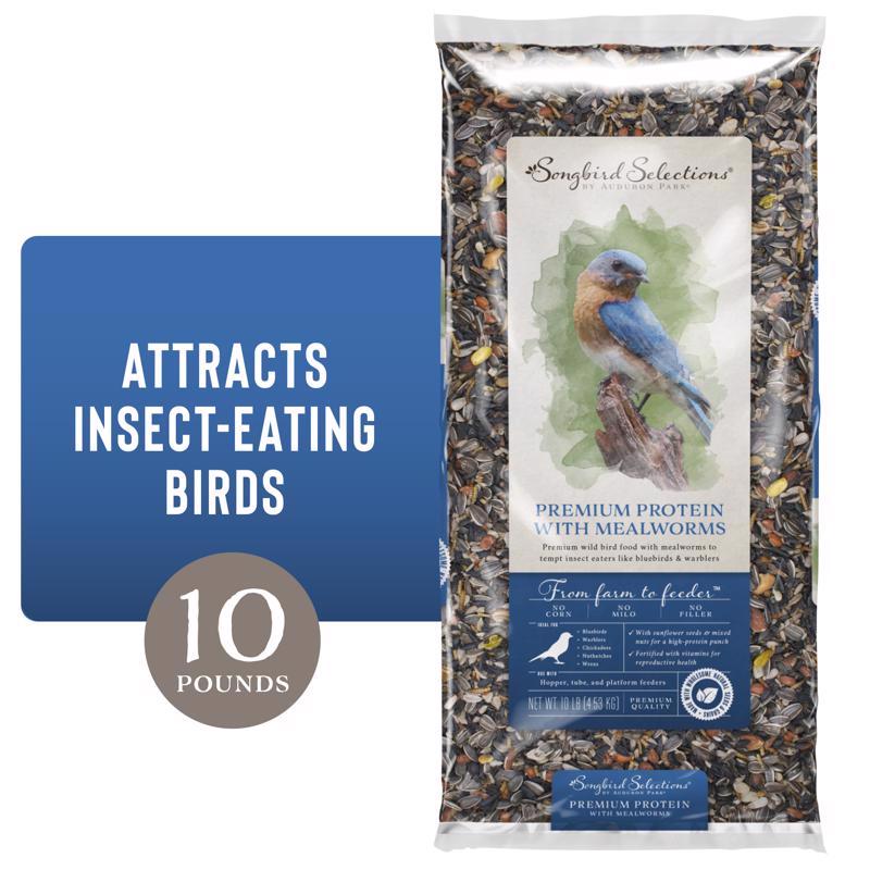 GLOBAL HARVEST FOODS LTD, Songbird Selections Premium Protein with Mealworm Wild Bird Seed Wild Bird Food 10 lb