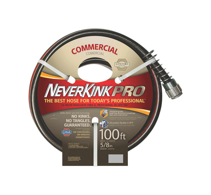 TEKNOR APEX, Teknor Apex NeverKink Pro 5/8 in. D X 100 ft. L Heavy Duty Contractor Grade Garden Hose Black