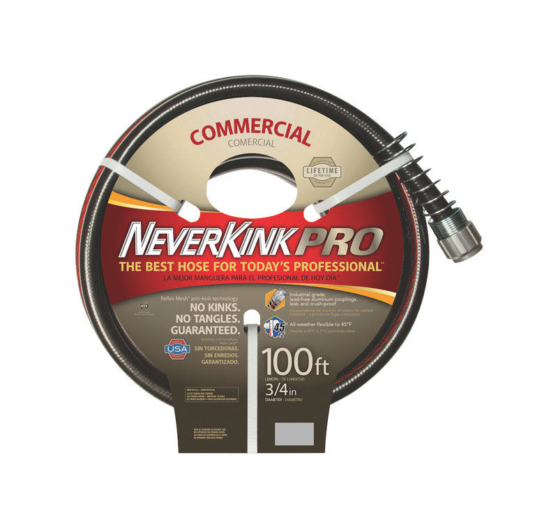 TEKNOR APEX, Teknor Apex NeverKink Pro Black Contractor Grade 400 PSI Garden Hose 100 L ft. x 3/4 Dia. in.