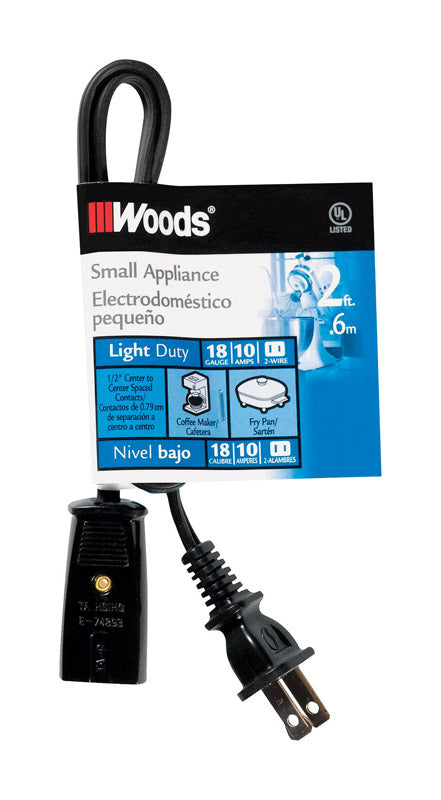 SOUTHWIRE COMPANY LLC, Woods 18/2 HPN 125 V 2 ft. L Small Appliance Cord