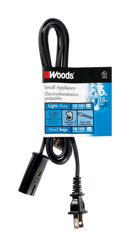 SOUTHWIRE COMPANY LLC, Woods 294 18/2 HPN 125V Small Appliance Cord 6 L ft.