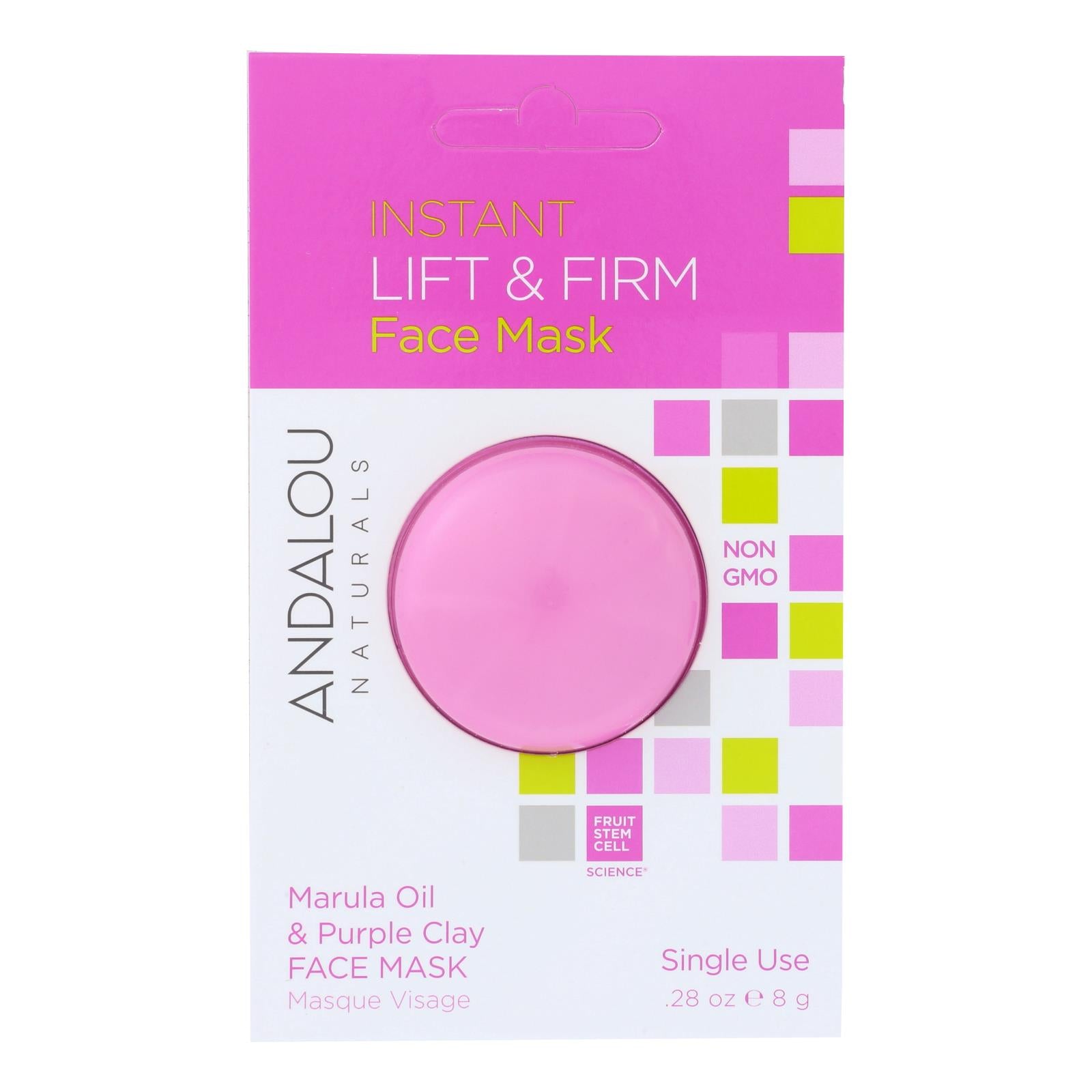 Andalou Naturals, andalou Naturals Instant Lift & Firm Face Mask - Marula Oil & French Clay - Case of 6 - 0.28 oz (Pack of 6)